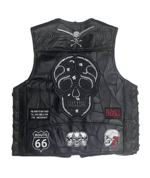 Calaveras Skull Biker Lederweste Vous souhaitez 