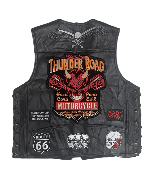 Herren-Bikerweste aus Leder – Thunder Road pas chere