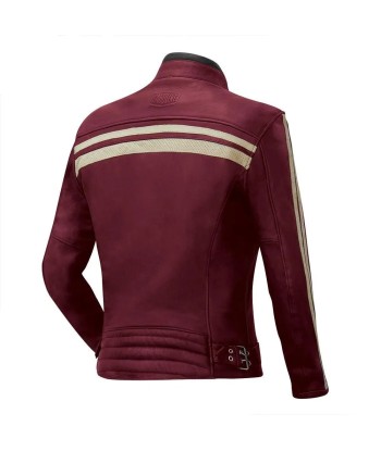 Vintage Damen-Motorradjacke | Gasoline™-Rotes Leder brillant des détails fins