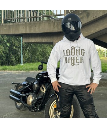 Weißes Biker-Sweatshirt mit Kapuze | Langer Biker les muscles