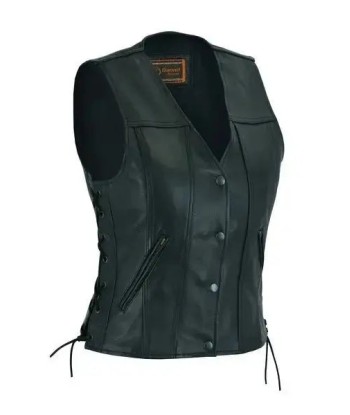 Gilet en cuir biker sans manche pour femme prix pour 