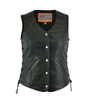 Gilet en cuir biker sans manche pour femme prix pour 