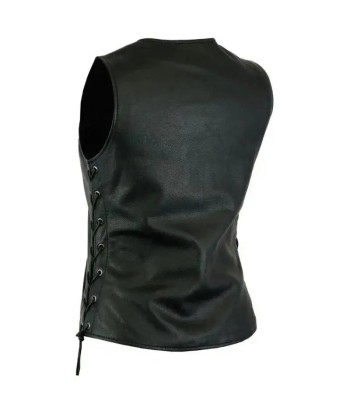 Gilet en cuir biker sans manche pour femme prix pour 