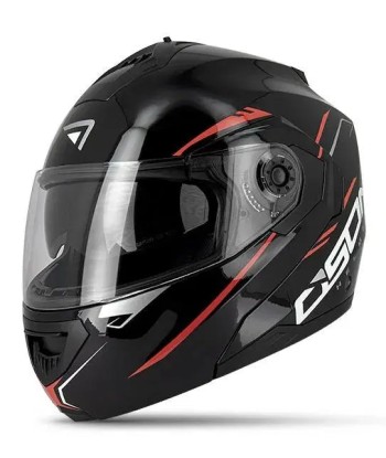 Casque moto modulable - Noir/ rouge S520 la chaussure