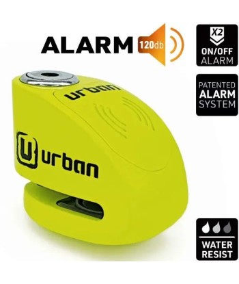 Bloque Disque Moto avec Alarme - Urban 6 mm Jaune Fluo en stock