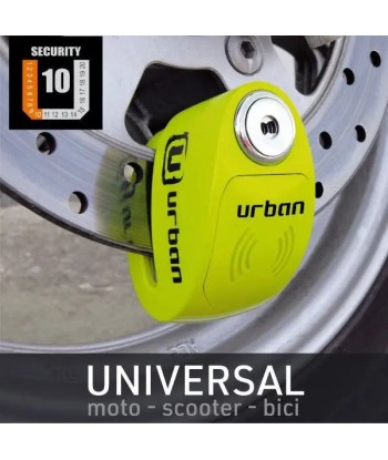 Bloque Disque Moto avec Alarme - Urban 6 mm Jaune Fluo en stock