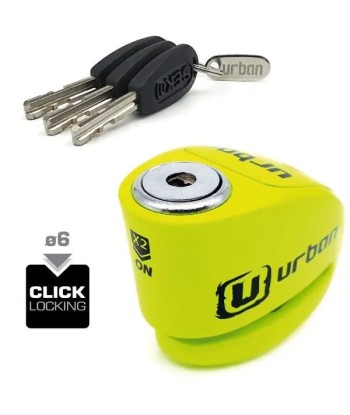 Bloque Disque Moto avec Alarme - Urban 6 mm Jaune Fluo en stock