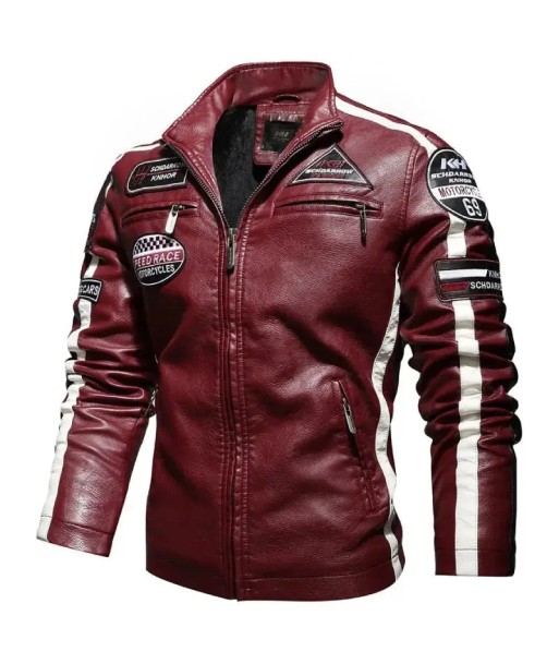 Blouson style cafe Racer cuir vintage rouge - Speed RACE JUSQU'A -70%! 