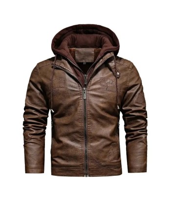 Blouson en cuir homme avec capuche - KINGS pas cheres