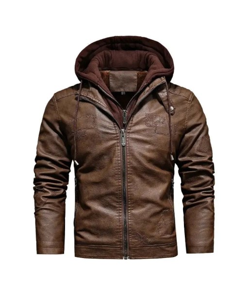 Blouson en cuir homme avec capuche - KINGS pas cheres