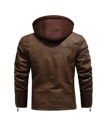 Blouson en cuir homme avec capuche - KINGS pas cheres