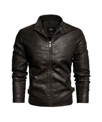 Veste cuir vintage homme - Coffee solde