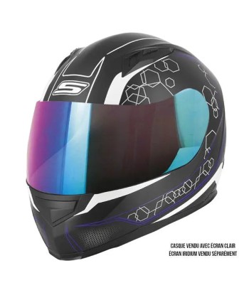 Casque Integral Moto Femme - S448 Noir et bleu rembourrage situé sous