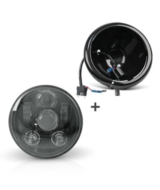 Phare avant LED motos, 5.75 pouces + support - Set Compatible Harley Davidson Dyna Sportster Softail pas chere