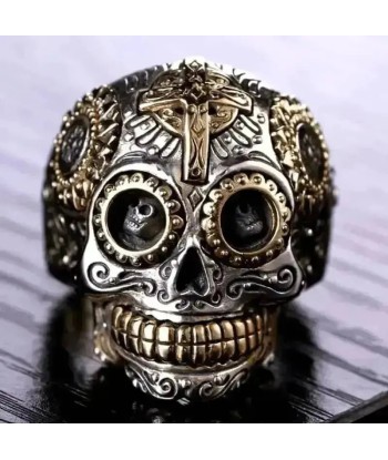 Bague motard - Crâne mexicain pas cheres