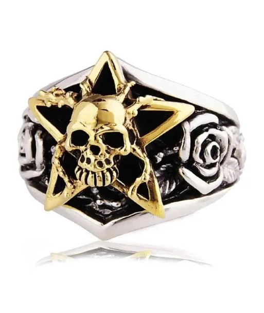 Bague motard étoile dorée (Argent) Venez découvrir notre 