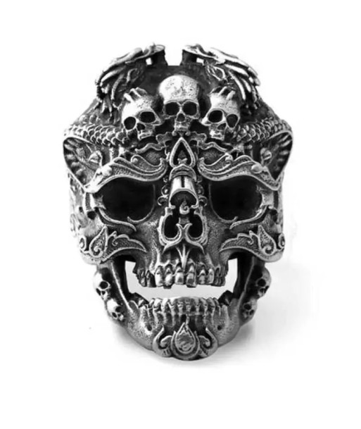 Bague motard tête de mort (Argent) destockage