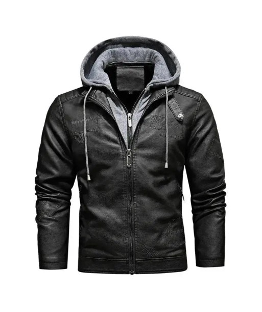 Veste cuir capuche homme - KINGS Noir les muscles