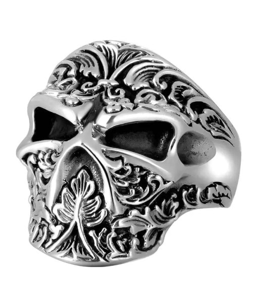 Totenkopf-Biker-Siegelring (Silber) pas cher