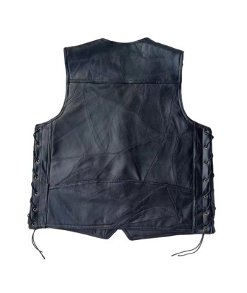 Gilet cuir biker lacet de pas cher