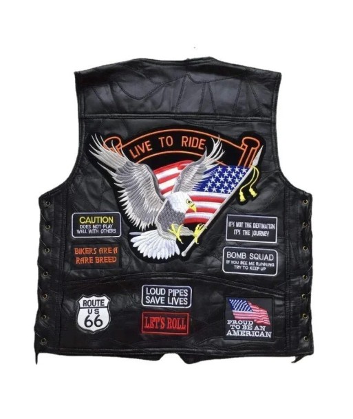 Gilet cuir biker Live to ride Toutes les collections ici