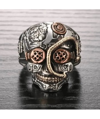 Totenkopf-Biker-Siegelring (Silber) pas cher