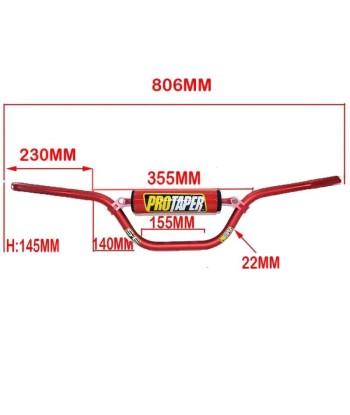 Guidon pro taper - 22mm Rouge pour bénéficier 