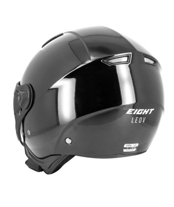 Casque jet moto aviateur - Eight Noir Brillanc acheter