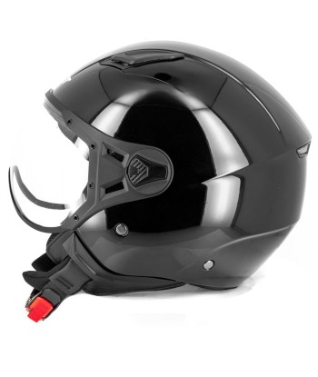 Casque jet moto aviateur - Eight Noir Brillanc acheter