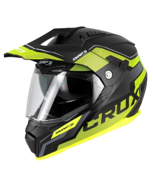 Casque moto cross / enduro - Jaune rembourrage situé sous