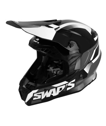 Casque moto cross Noir et Blanc -  FASTER paiement sécurisé