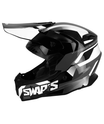 Casque moto cross Noir et Blanc -  FASTER paiement sécurisé