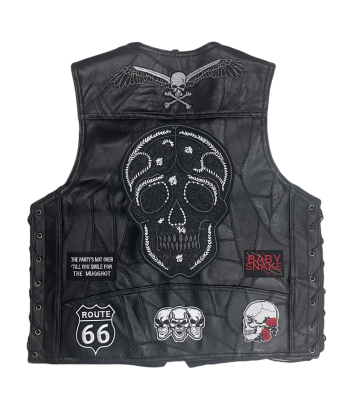 Gilet Cuir Biker Skull Calaveras français