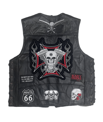 Gilet Cuir Biker Iron Cross Skull plus qu'un jeu 