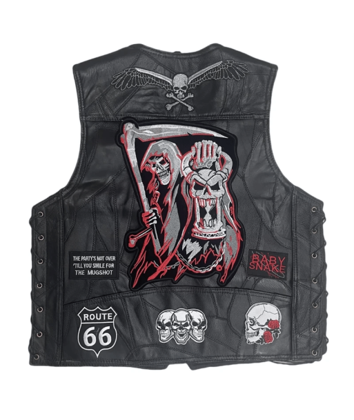 Gilet Cuir Biker - La Faucheuse à prix réduit toute l'année