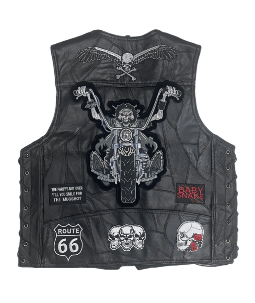 Gilet cuir biker a lacet - Skull Rider commande en ligne