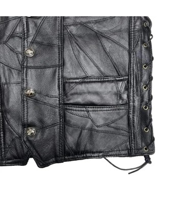 Gilet cuir biker a lacet - Skull Rider commande en ligne