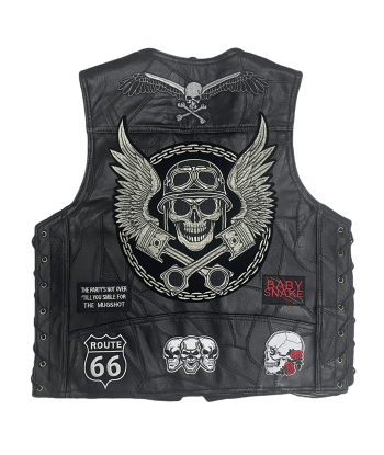 Gilet Cuir Biker - Crâne Ailé 2024