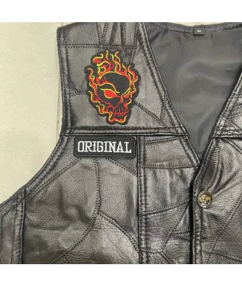 Gilet cuir biker noir - La mort avant le déshonneur les muscles