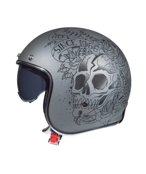 Casque Jet moto - SKULL& ROSES ARGENT MAT à prix réduit toute l'année