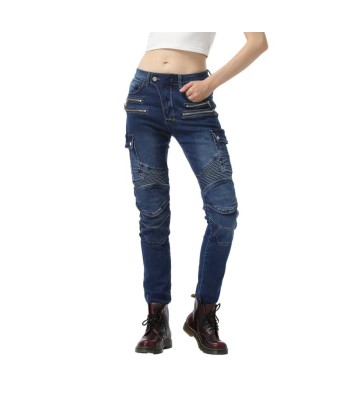 Pantalon jean moto femme - Bella Denim™ Bleu le des métaux précieux