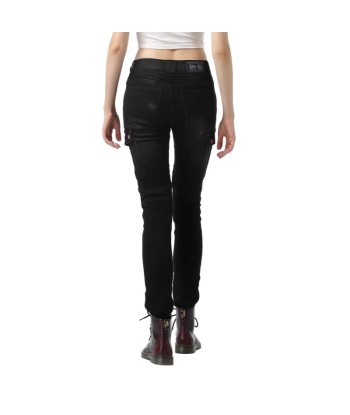 Pantalon jean moto femme - Bella Denim™Noir brillant des détails fins