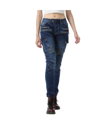 Pantalon jean moto femme - Bella Denim™ Bleu le des métaux précieux