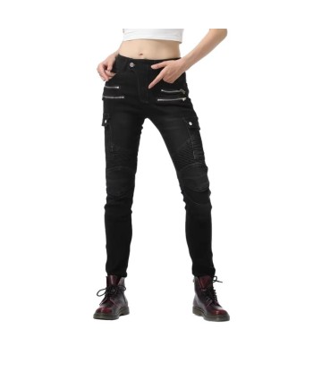 Pantalon jean moto femme - Bella Denim™Noir brillant des détails fins