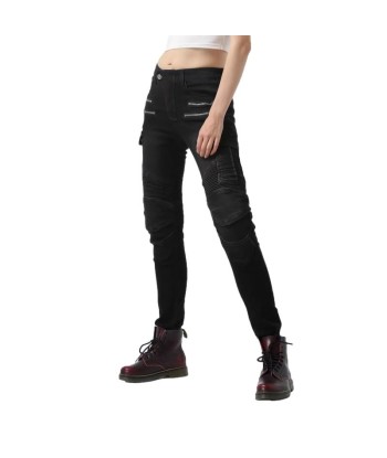 Pantalon jean moto femme - Bella Denim™Noir brillant des détails fins