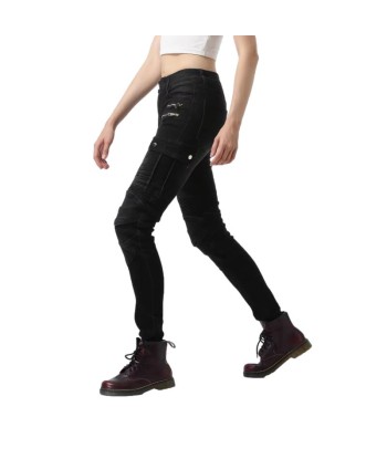 Pantalon jean moto femme - Bella Denim™Noir brillant des détails fins