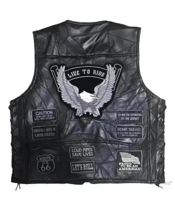 Gilet en cuir moto sans manche Véritable concentré