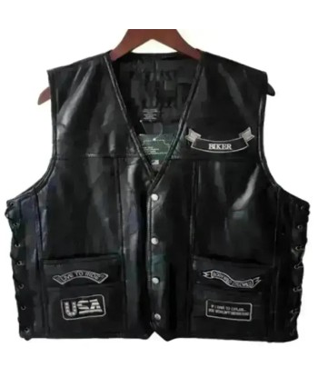 Gilet en cuir moto sans manche Véritable concentré