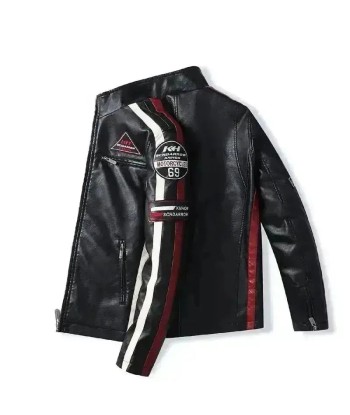 Veste cuir biker vintage - Speed RACE Noir pas cher chine