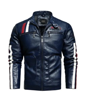 Blouson cuir vintage - BLEU les ligaments